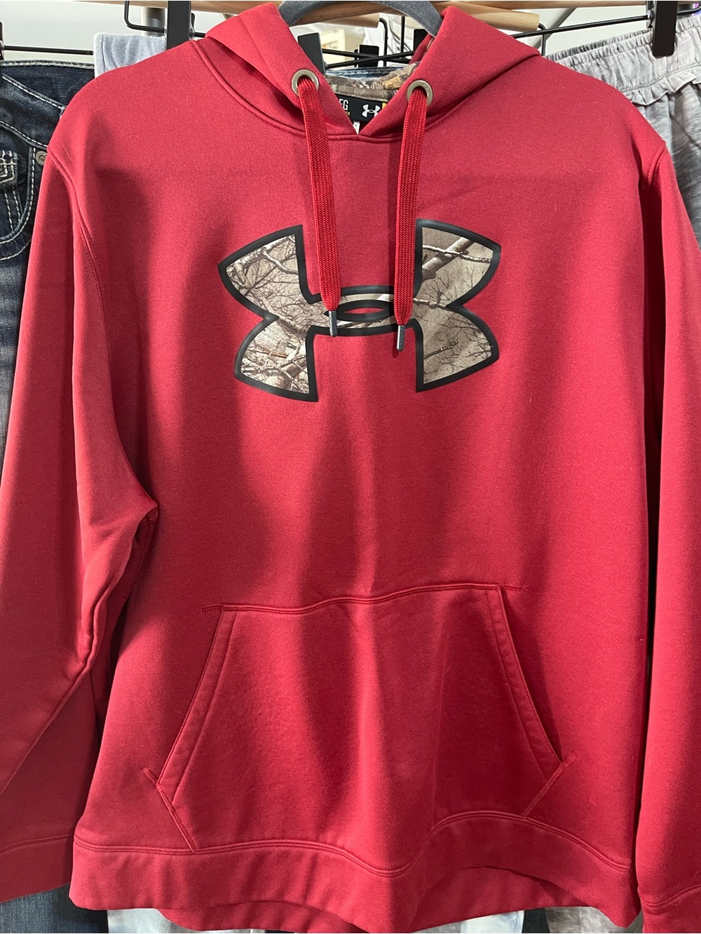 Under Armour Red Hoodie with Camouflage Logo